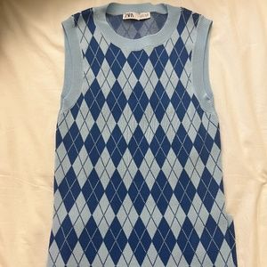 Zara blue argyle print dress